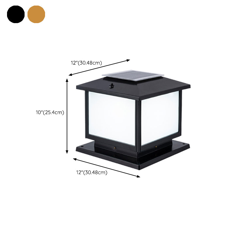 Modern Pillar Lamp Geometric LED Solar Lighting Fixture for Garden