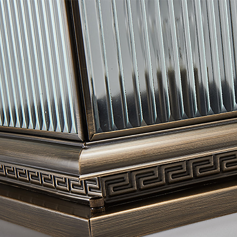 Rectangle Shape Metal Outdoor Light Modern Style 1 Light Solar Pillar Lights in Bronze