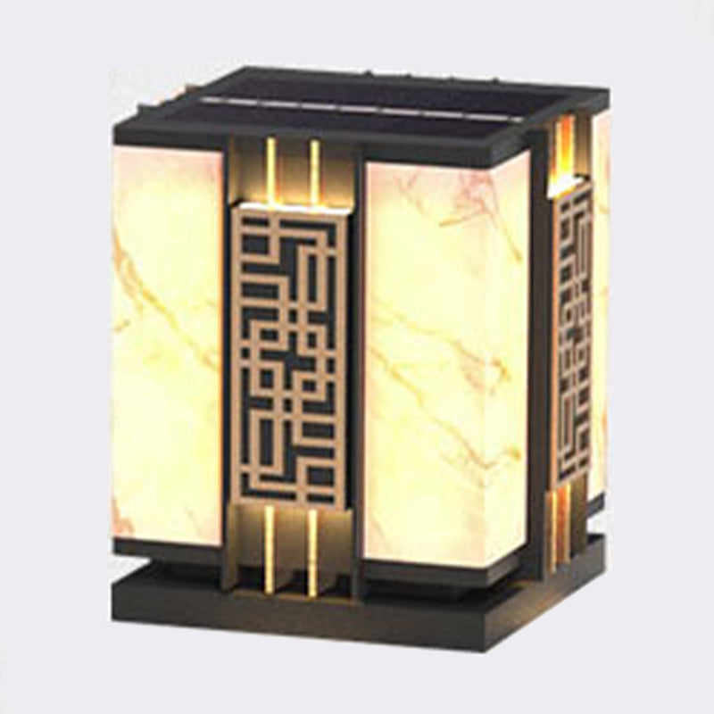 Rectangle Shape Metal Outdoor Light Modern Style 1 Light Waterproof Pillar Lights
