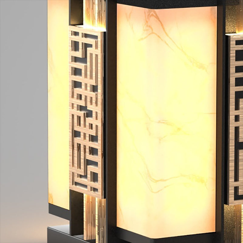 Rectangle Shape Metal Outdoor Light Modern Style 1 Light Waterproof Pillar Lights