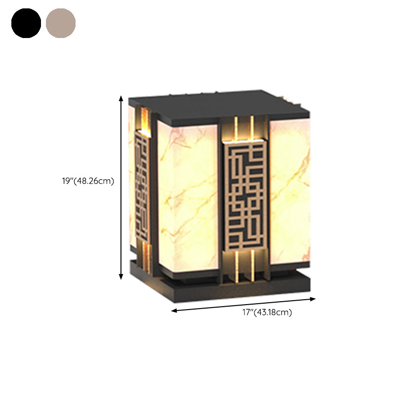 Rectangle Shape Metal Outdoor Light Modern Style 1 Light Waterproof Pillar Lights