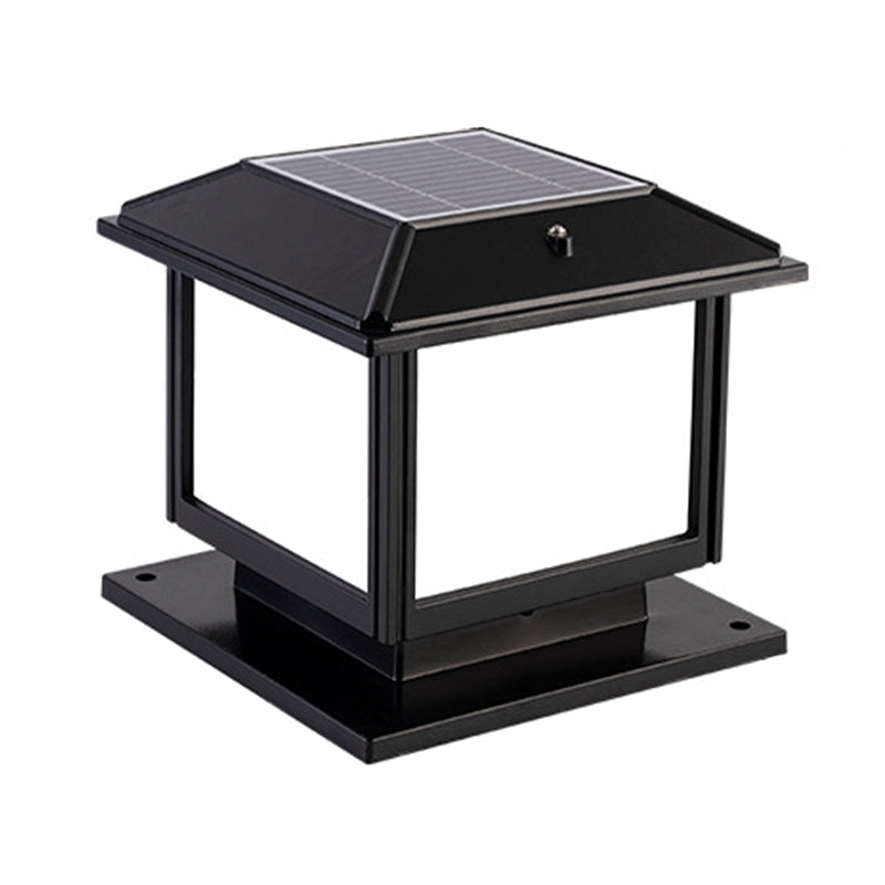 Rectangle Shape Metal Outdoor Light Modern Style 1-Light Solar Pillar Lights