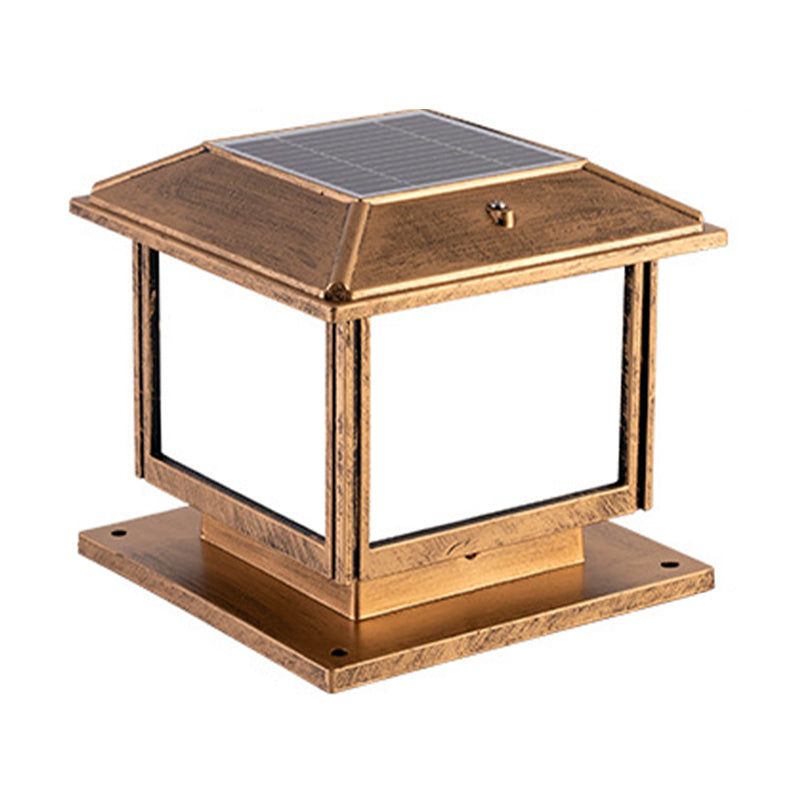 Rectangle Shape Metal Outdoor Light Modern Style 1-Light Solar Pillar Lights