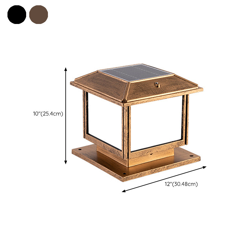 Rectangle Shape Metal Outdoor Light Modern Style 1-Light Solar Pillar Lights
