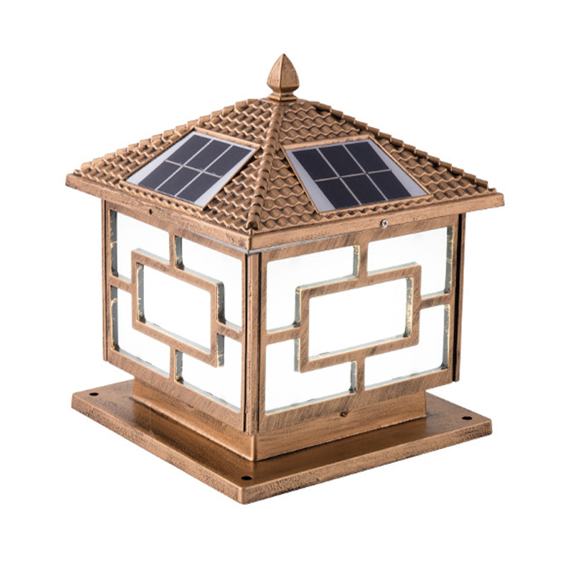 Modern Pillar Light Minimalist LED Solar Lighting Fixture with Acrylic Shade for Garden