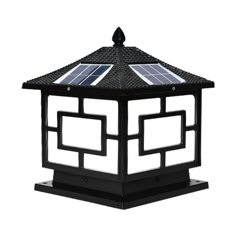 Modern Pillar Light Minimalist LED Solar Lighting Fixture with Acrylic Shade for Garden