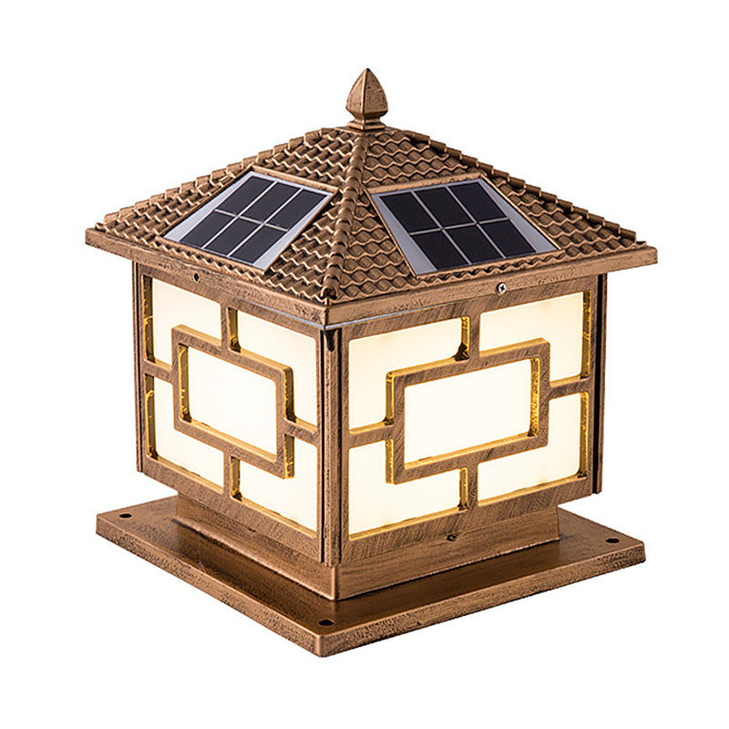 Modern Pillar Light Minimalist LED Solar Lighting Fixture with Acrylic Shade for Garden