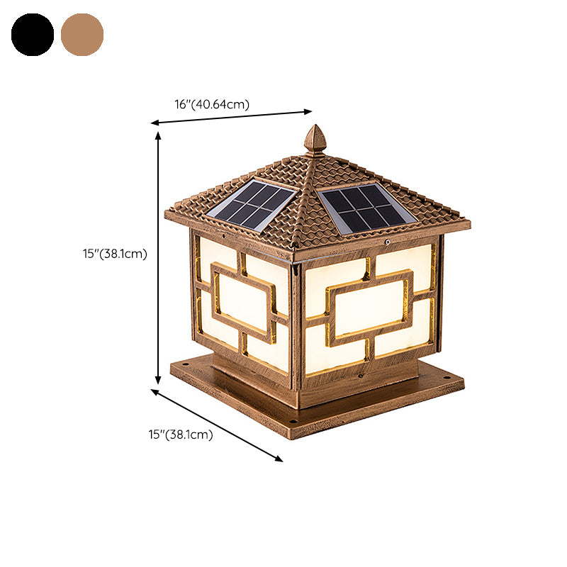 Modern Pillar Light Minimalist LED Solar Lighting Fixture with Acrylic Shade for Garden