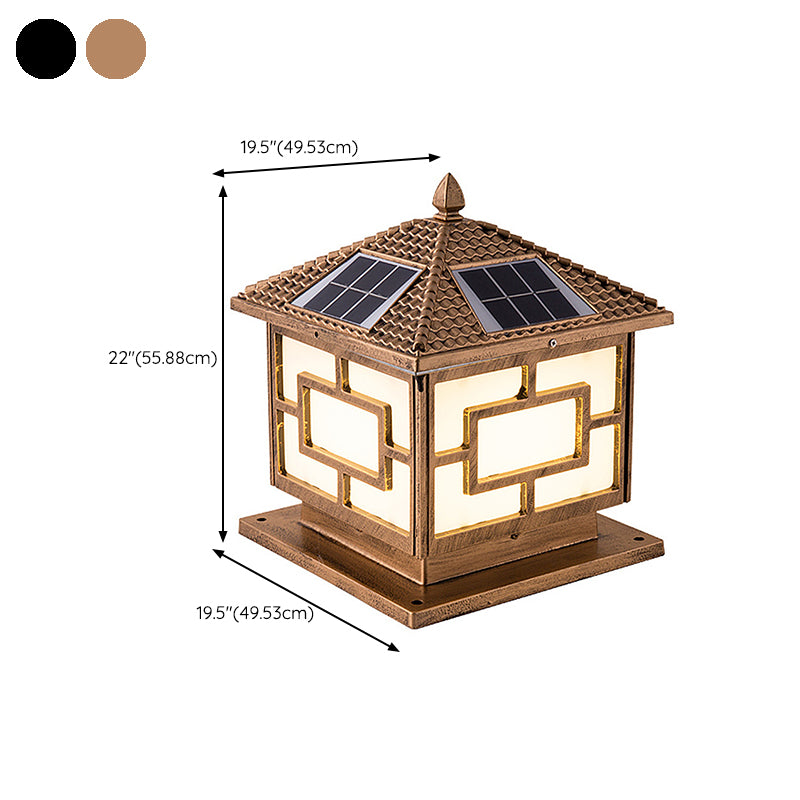 Modern Pillar Light Minimalist LED Solar Lighting Fixture with Acrylic Shade for Garden
