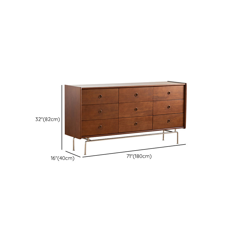 Contemporary Horizontal Double Dresser Wood Storage Dresser for Living Room