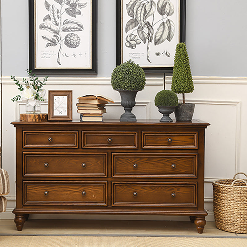 Solid Wood Storage Chest Dresser Brown Storage Chest with Drawers