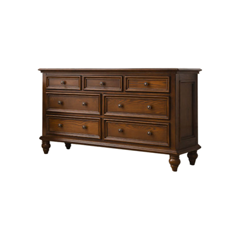 Solid Wood Storage Chest Dresser Brown Storage Chest with Drawers