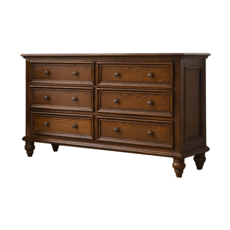 Solid Wood Storage Chest Dresser Brown Storage Chest with Drawers