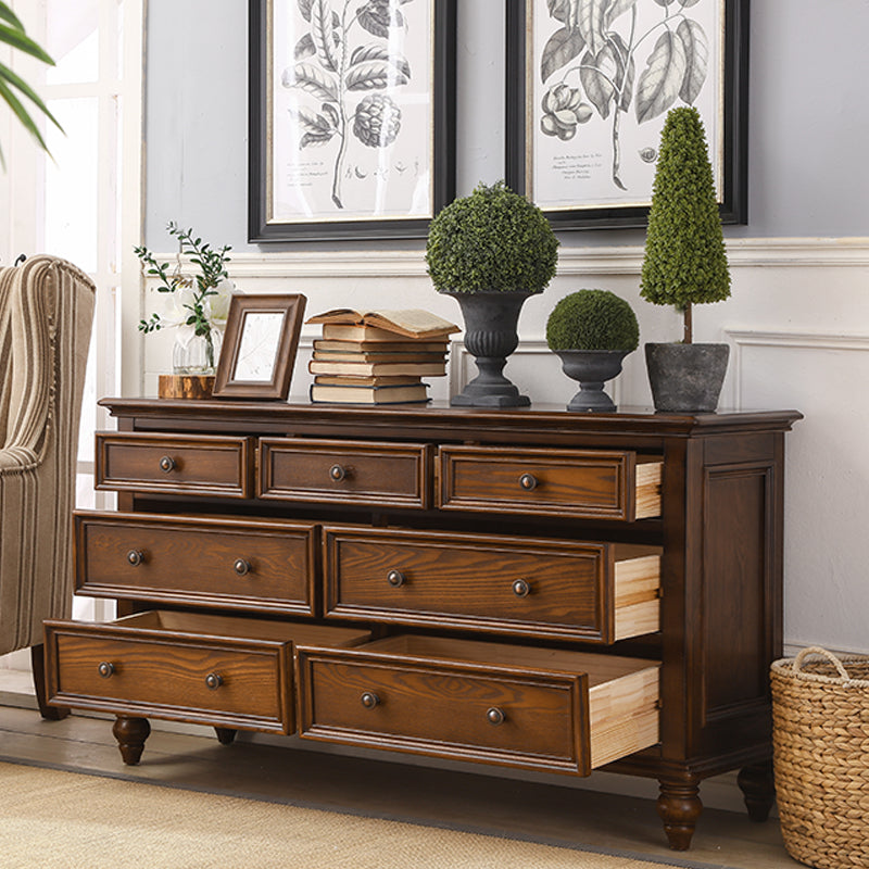 Solid Wood Storage Chest Dresser Brown Storage Chest with Drawers