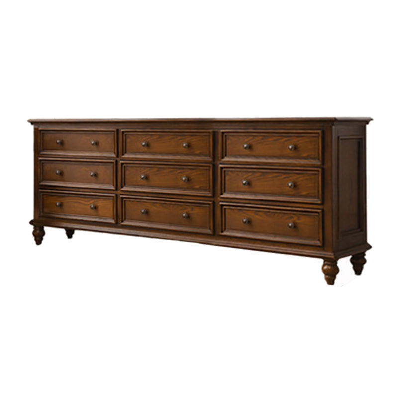 Solid Wood Storage Chest Dresser Brown Storage Chest with Drawers