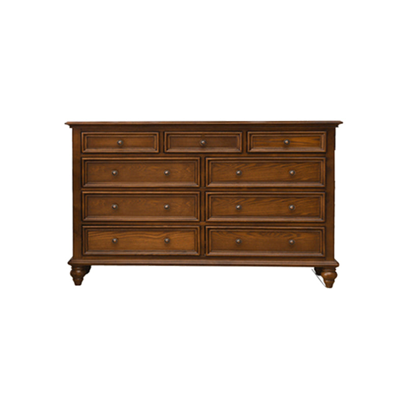 Solid Wood Storage Chest Dresser Brown Storage Chest with Drawers