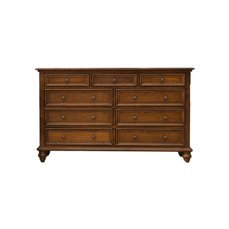 Solid Wood Storage Chest Dresser Brown Storage Chest with Drawers