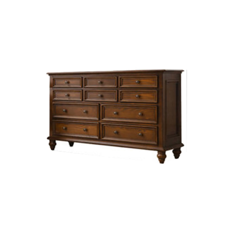 Solid Wood Storage Chest Dresser Brown Storage Chest with Drawers