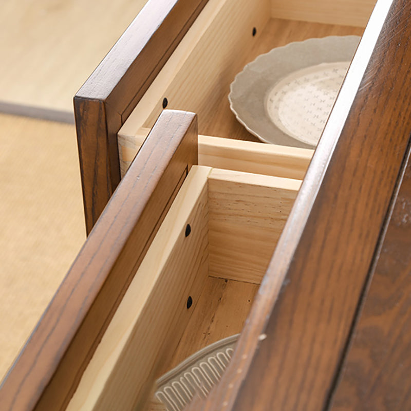 Solid Wood Storage Chest Dresser Brown Storage Chest with Drawers