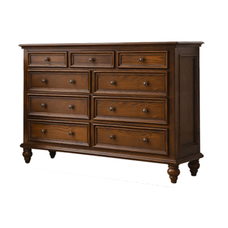 Solid Wood Storage Chest Dresser Brown Storage Chest with Drawers