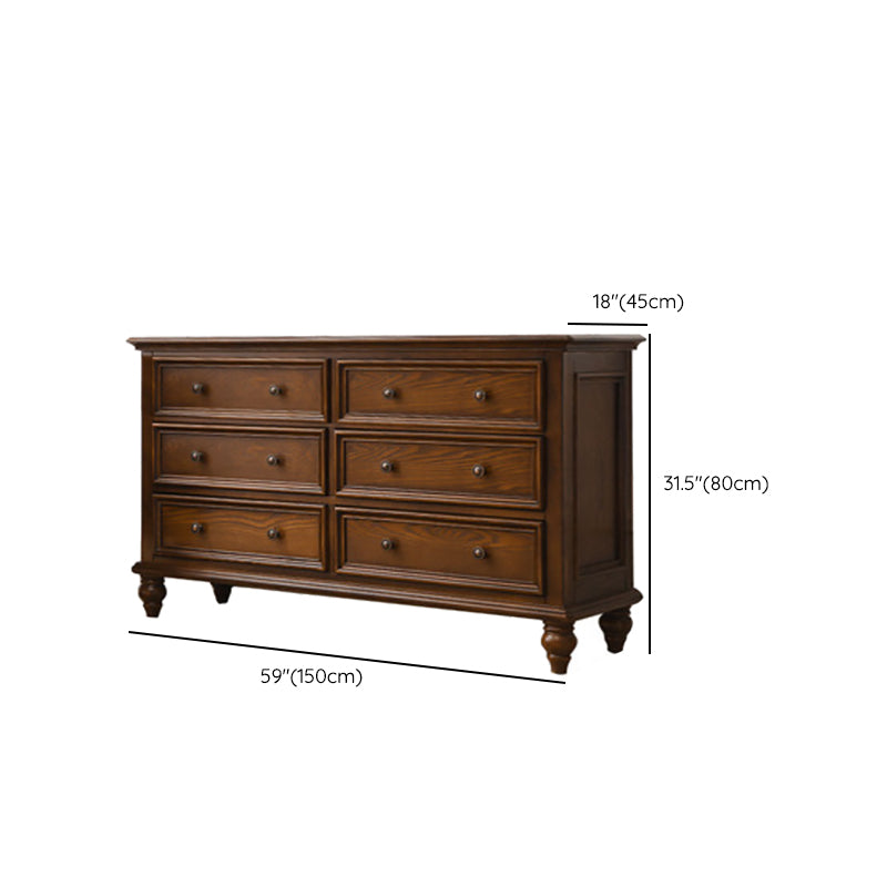 Solid Wood Storage Chest Dresser Brown Storage Chest with Drawers