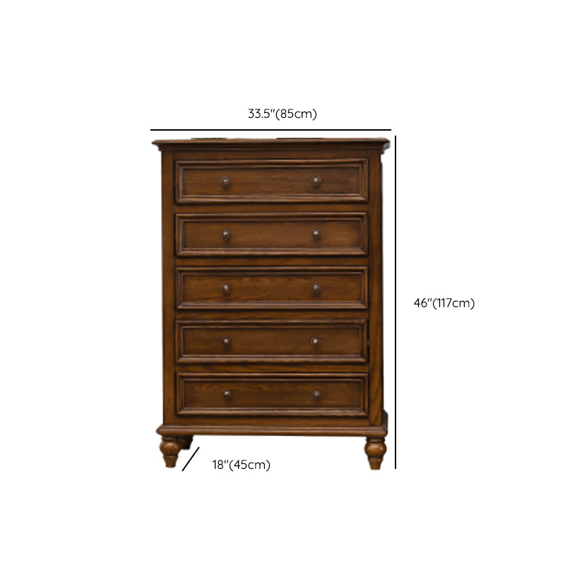 Solid Wood Storage Chest Dresser Brown Storage Chest with Drawers