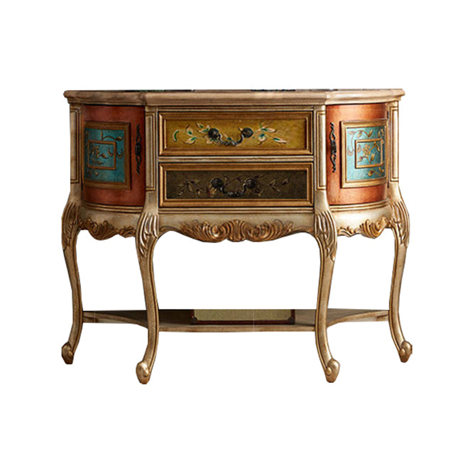 Mid Century Modern Wood Console Table Half Moon Accent Table for Hall