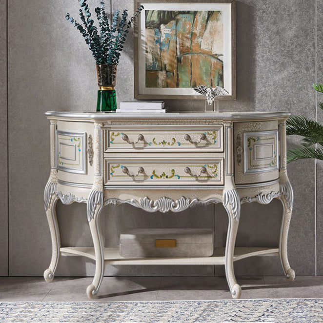 Mid Century Modern Wood Console Table Half Moon Accent Table for Hall