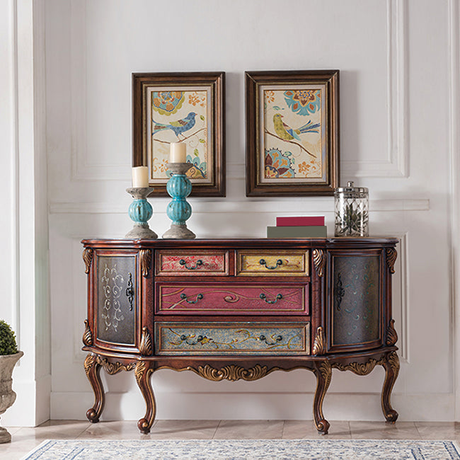 Mid Century Modern Wood Console Table Half Moon Accent Table for Hall