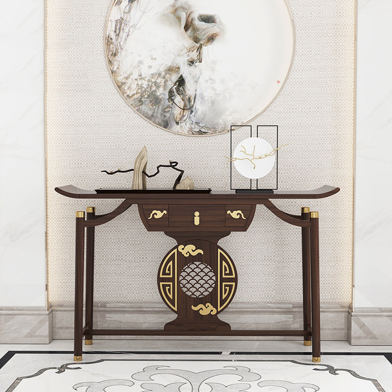 Rectangle Contemporary Console Table Wooden Console Sofa Table in Brown