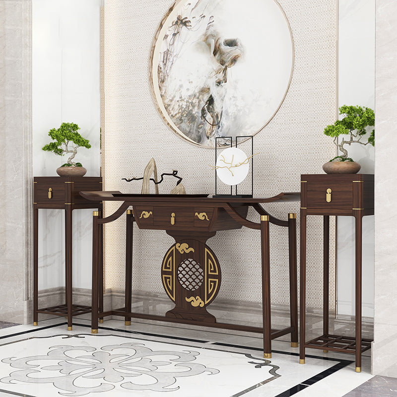 Rectangle Contemporary Console Table Wooden Console Sofa Table in Brown