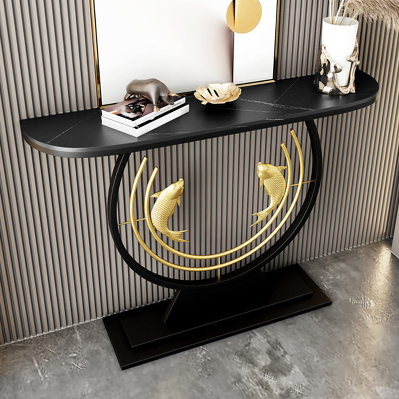 Half Moon Shape Contemporary Console Table Stone Console Sofa Table for Hall