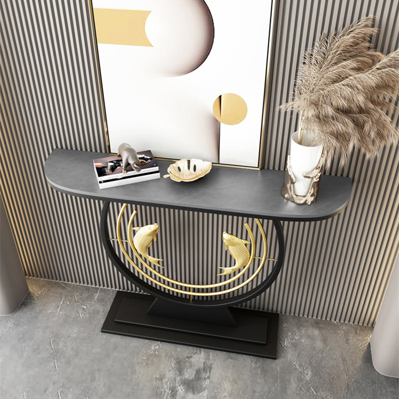 Half Moon Shape Contemporary Console Table Stone Console Sofa Table for Hall