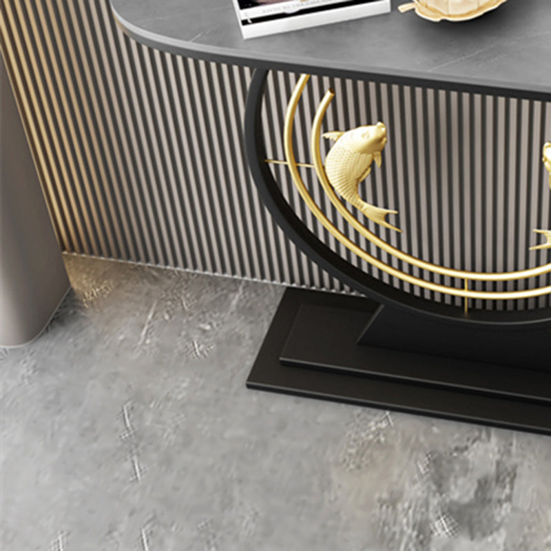 Half Moon Shape Contemporary Console Table Stone Console Sofa Table for Hall