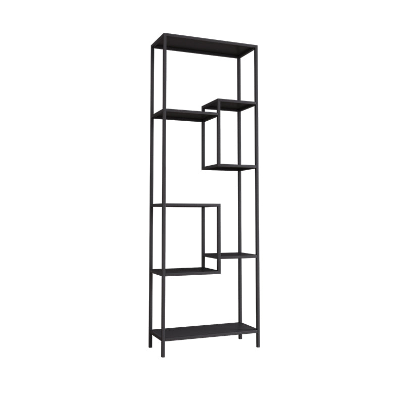 Vertical Metal Bookshelf Contemporary Open Back Bookcase with Shelves