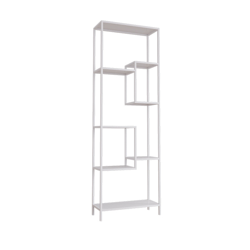 Vertical Metal Bookshelf Contemporary Open Back Bookcase with Shelves