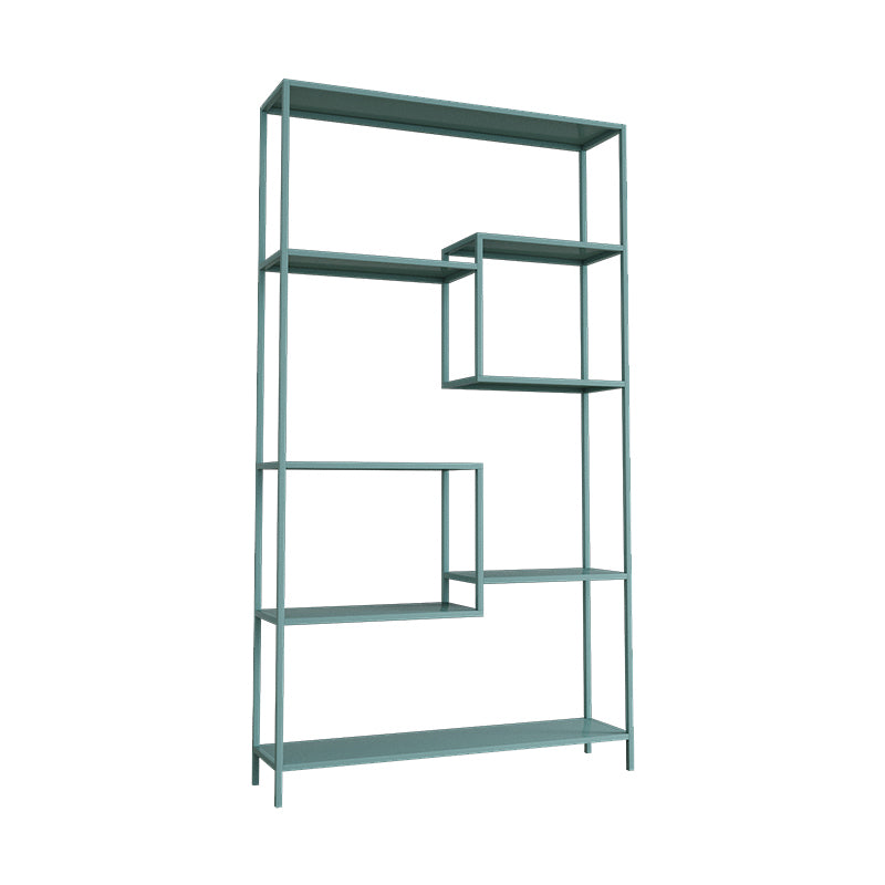 Vertical Metal Bookshelf Contemporary Open Back Bookcase with Shelves