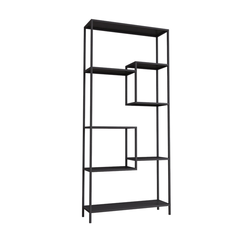 Vertical Metal Bookshelf Contemporary Open Back Bookcase with Shelves