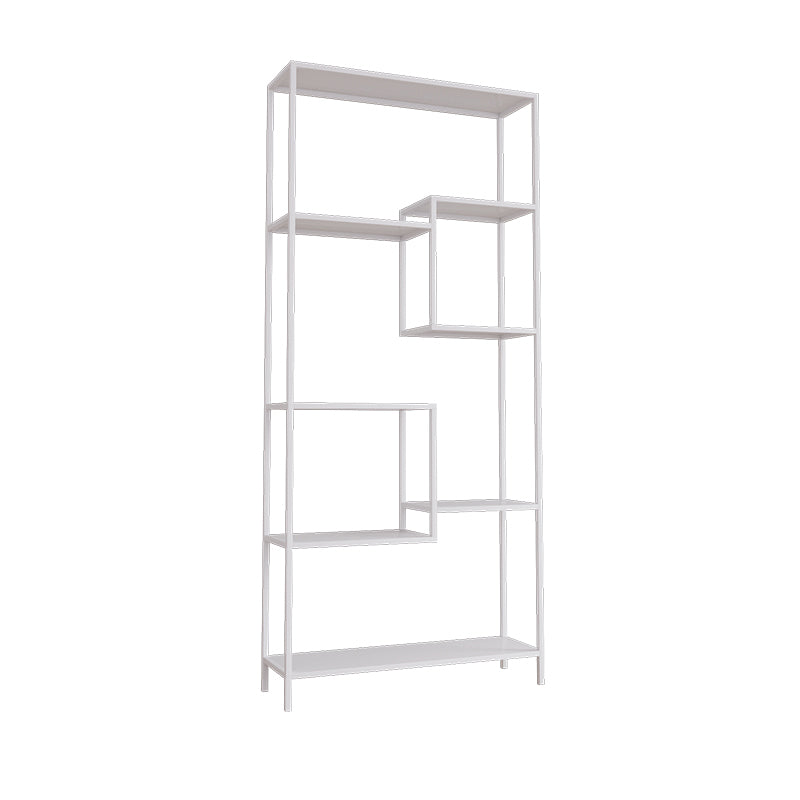 Vertical Metal Bookshelf Contemporary Open Back Bookcase with Shelves