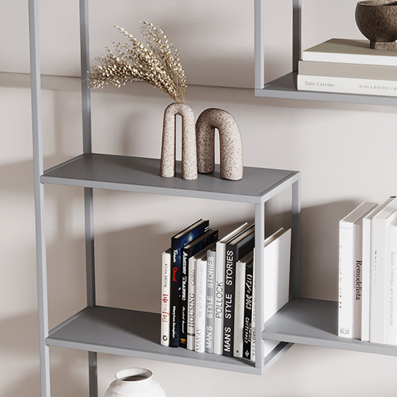 Vertical Metal Bookshelf Contemporary Open Back Bookcase with Shelves