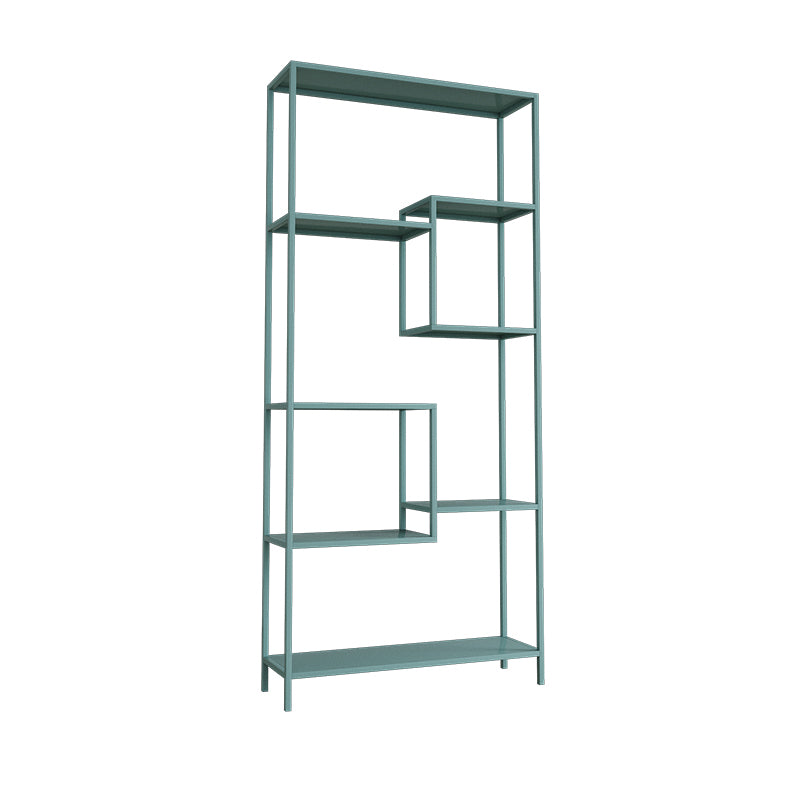 Vertical Metal Bookshelf Contemporary Open Back Bookcase with Shelves