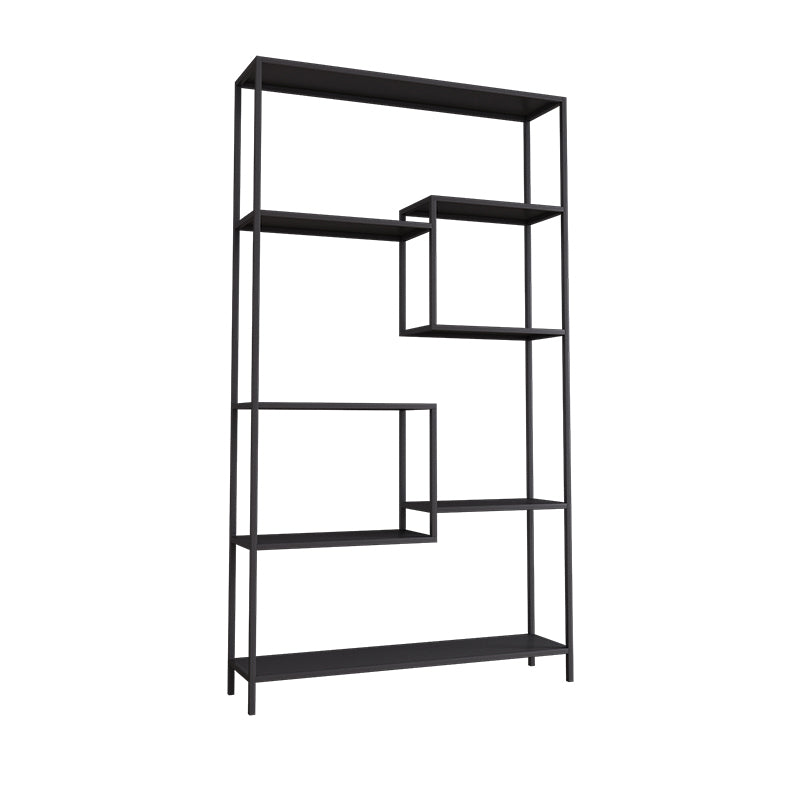 Vertical Metal Bookshelf Contemporary Open Back Bookcase with Shelves
