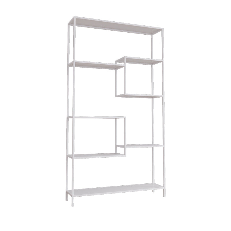 Vertical Metal Bookshelf Contemporary Open Back Bookcase with Shelves