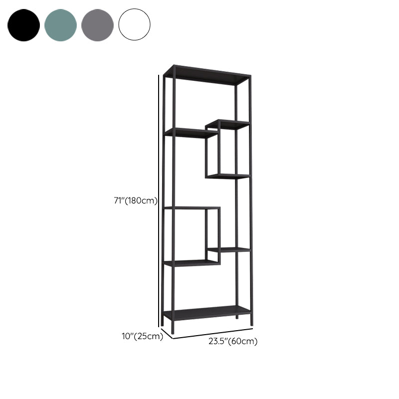 Vertical Metal Bookshelf Contemporary Open Back Bookcase with Shelves