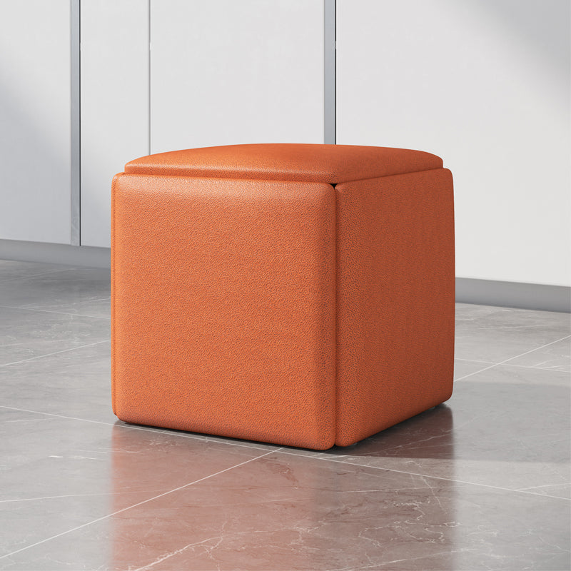 Contemporary Ottoman Square Foot Stool with Wheels for Living Room