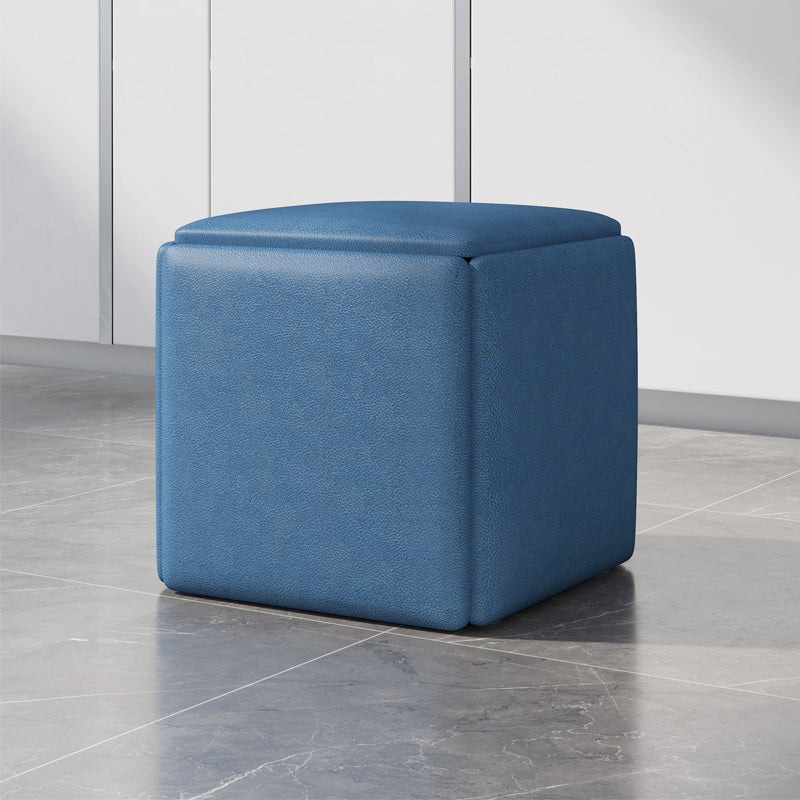 Contemporary Ottoman Square Foot Stool with Wheels for Living Room