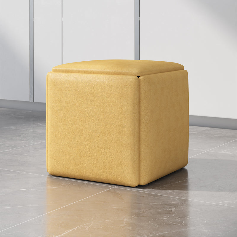 Contemporary Ottoman Square Foot Stool with Wheels for Living Room