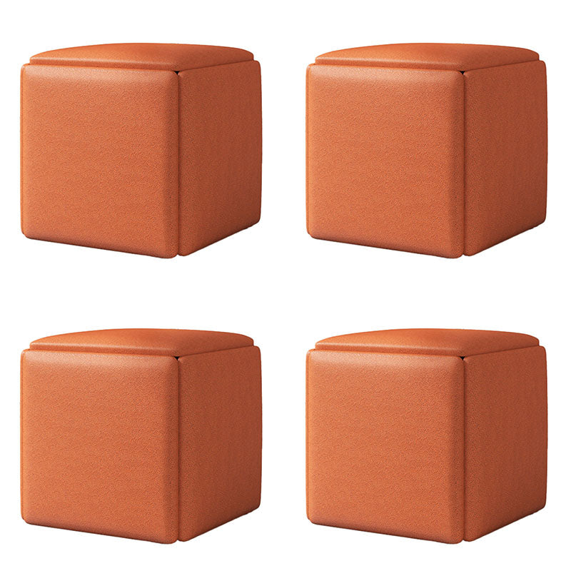 Contemporary Ottoman Square Foot Stool with Wheels for Living Room