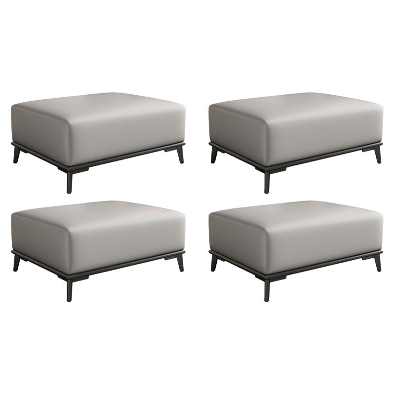 Contemporary Rectangular Ottoman Leather Foot Stool with Legs