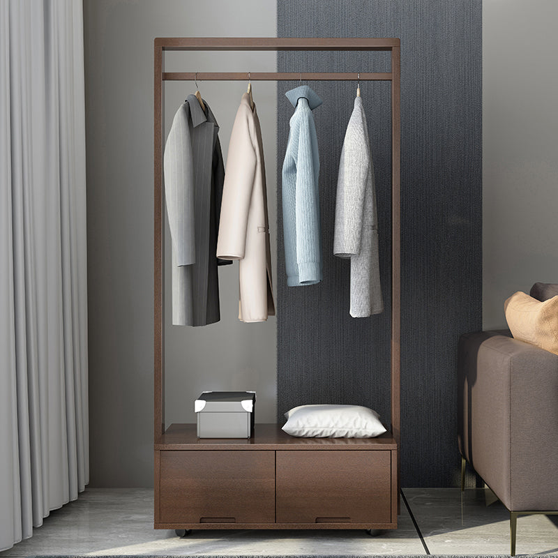 Bedroom Wooden Wardrobe Armoire Modern Movable Armoire with Drawers